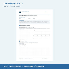 Sinusfunktionen untersuchen – kostenloses Mathe-Arbeitsblatt mit Lösungen (PDF)