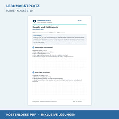 Kugeln und Halbkugeln – kostenloses Mathe-Arbeitsblatt mit Lösungen (PDF)