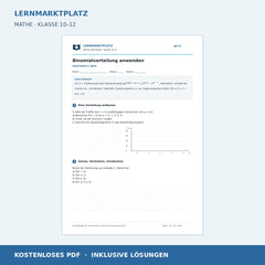 Binomialverteilung anwenden – kostenloses Mathe-Arbeitsblatt mit Lösungen (PDF)