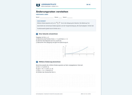Änderungsraten verstehen – kostenloses Mathe-Arbeitsblatt mit Lösungen (PDF)