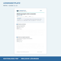 Ableitungsregeln sicher anwenden – kostenloses Mathe-Arbeitsblatt mit Lösungen (PDF)