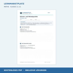 Extrem- und Wendepunkte – kostenloses Mathe-Arbeitsblatt mit Lösungen (PDF)