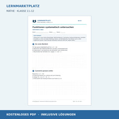Funktionen systematisch untersuchen – kostenloses Mathe-Arbeitsblatt mit Lösungen (PDF)