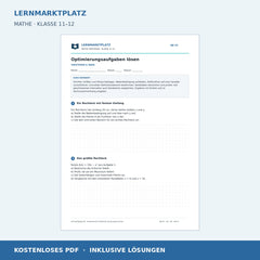 Optimierungsaufgaben lösen – kostenloses Mathe-Arbeitsblatt mit Lösungen (PDF)