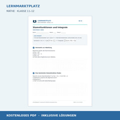 Stammfunktionen und Integrale – kostenloses Mathe-Arbeitsblatt mit Lösungen (PDF)