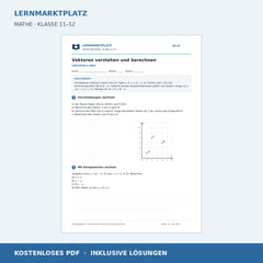 Vektoren verstehen und berechnen – kostenloses Mathe-Arbeitsblatt mit Lösungen (PDF)