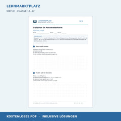 Geraden in Parameterform – kostenloses Mathe-Arbeitsblatt mit Lösungen (PDF)