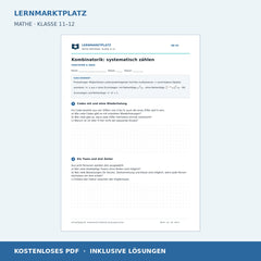 Kombinatorik: systematisch zählen – kostenloses Mathe-Arbeitsblatt mit Lösungen (PDF)
