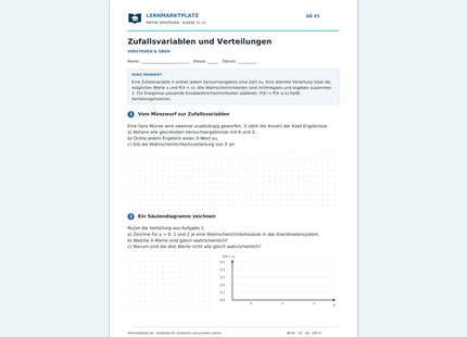 Zufallsvariablen und Verteilungen – kostenloses Mathe-Arbeitsblatt mit Lösungen (PDF)