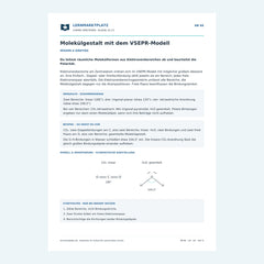 Molekülgestalt mit dem VSEPR-Modell – kostenloses Chemie-Arbeitsblatt mit Lösungen (PDF)