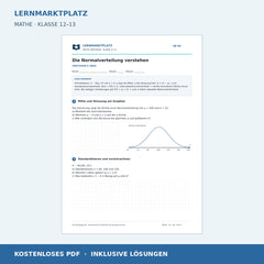 Die Normalverteilung verstehen – kostenloses Mathe-Arbeitsblatt mit Lösungen (PDF)
