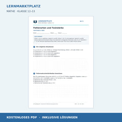 Fehlerarten und Teststärke – kostenloses Mathe-Arbeitsblatt mit Lösungen (PDF)