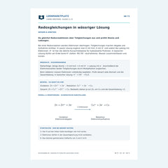 Redoxgleichungen in wässriger Lösung – kostenloses Chemie-Arbeitsblatt mit Lösungen (PDF)