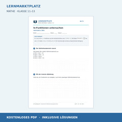 ln-Funktionen untersuchen – kostenloses Mathe-Arbeitsblatt mit Lösungen (PDF)