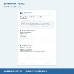 Integrationsmethoden anwenden – Vorschau des kostenlosen Arbeitsblatts mit Lösungen für Klasse 11–13