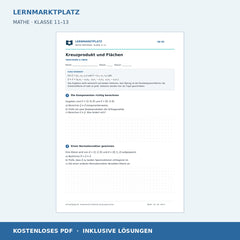 Kreuzprodukt und Flächen – kostenloses Mathe-Arbeitsblatt mit Lösungen (PDF)