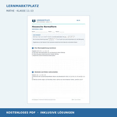 Hessesche Normalform – kostenloses Mathe-Arbeitsblatt mit Lösungen (PDF)
