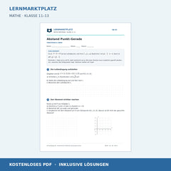 Abstand Punkt–Gerade – kostenloses Mathe-Arbeitsblatt mit Lösungen (PDF)