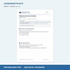 Abstand zwischen Geraden – kostenloses Mathe-Arbeitsblatt mit Lösungen (PDF)