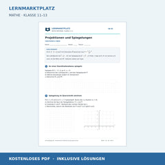 Projektionen und Spiegelungen – kostenloses Mathe-Arbeitsblatt mit Lösungen (PDF)