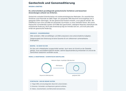 Gentechnik und Genomeditierung – Vorschau des Biologie-Arbeitsblatts