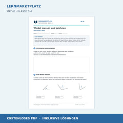 Winkel messen und zeichnen – kostenloses Mathe-Arbeitsblatt mit Lösungen (PDF)