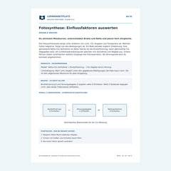 Fotosynthese: Einflussfaktoren auswerten – kostenloses Biologie-Arbeitsblatt mit Lösungen (PDF)