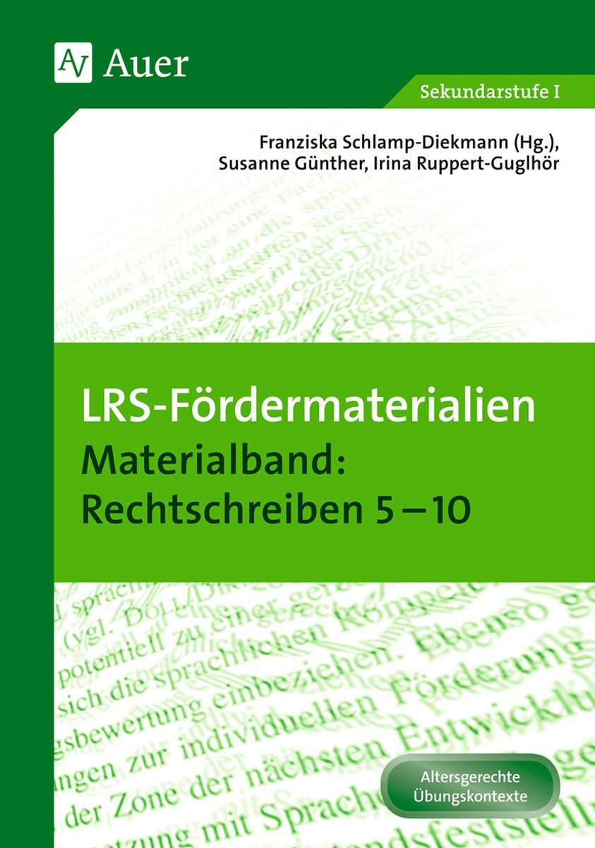 Buchcover: LRS-Fördermaterialien 2: Rechtschreiben – Klasse 5–10 – Auer Verlag