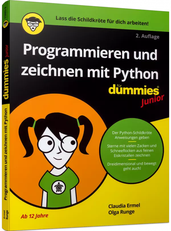 Buchcover: Programmieren und zeichnen mit Python für Dummies Junior von Claudia Ermel und Olga Runge, zweite Auflage