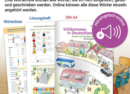 Willkommen in Deutschland – Deutsch als Zweitsprache I, Klasse 2–6 – Verlagsansicht der Beilagen und des Online-Hörangebots