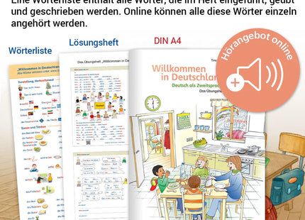 Willkommen in Deutschland – Deutsch als Zweitsprache II, Klasse 2–6 – Verlagsansicht der Beilagen und des Online-Hörangebots