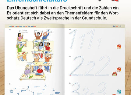 Willkommen in Deutschland – Vorkurs Lesen und Schreiben für Kinder – Verlagsansicht mit Aufgabenbeispielen