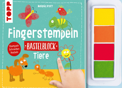 Fingerstempeln – Bastelblock mit vier farbigen Stempelkissen