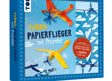 Turbo-Papierflieger mit Propeller – Kreativ-Set mit Anleitungsbuch und Material