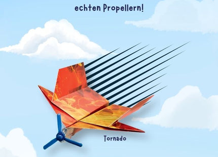 Turbo-Papierflieger mit Propeller – Modell Tornado mit aufgestecktem Propeller