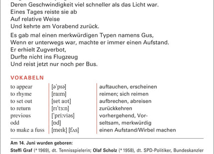 Englisch Sprachkalender 2027 – Rückseite der Beispielseite