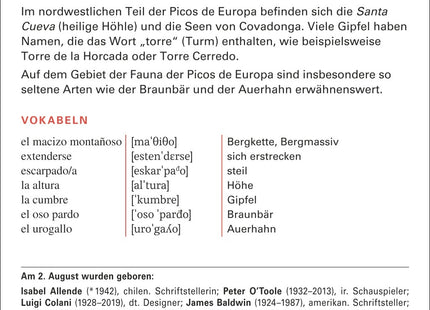 Spanisch Sprachkalender 2027 – Rückseite der Beispielseite