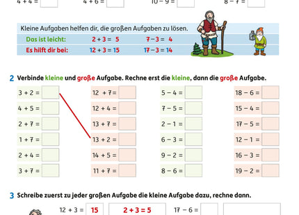 Hauschka Erfolgreich durch die 2. Klasse – Mathe, Deutsch & Sachunterricht – Beispielseite: Rechnen bis 20