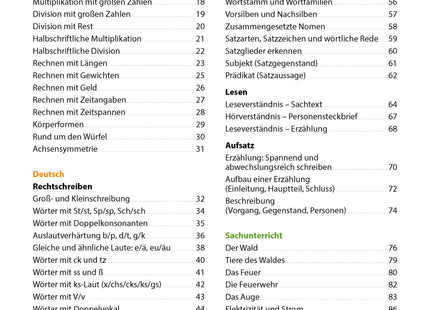 Hauschka Erfolgreich durch die 3. Klasse – Mathe, Deutsch & Sachunterricht – Inhaltsverzeichnis