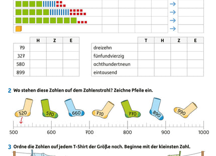 Hauschka Erfolgreich durch die 3. Klasse – Mathe, Deutsch & Sachunterricht – Beispielseite: Zahlenraum bis 1000