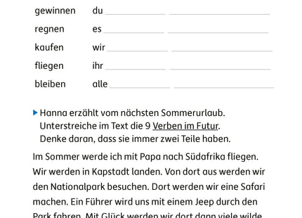 Blick ins Heft – Verben im Futur anwenden
