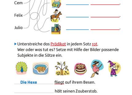 Blick ins Heft – Subjekt und Prädikat bestimmen
