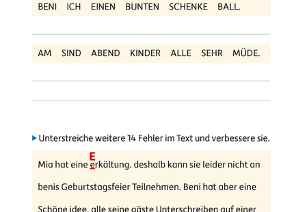 Blick ins Heft – Großschreibung und Fehlerkorrektur im Text