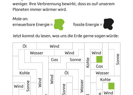 Hauschka Mein Rätselblock Sachunterricht 3. Klasse – mit Lösungen – Beispielseite: Erneuerbare Energien