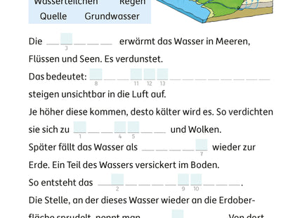 Hauschka Mein Rätselblock Sachunterricht 4. Klasse – mit Lösungen – Beispielseite: Der Wasserkreislauf