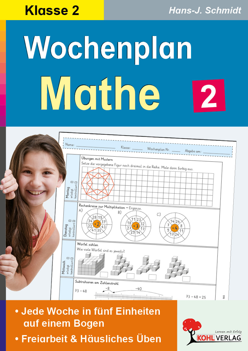 Buchcover: Wochenplan Mathe – Klasse 2 | Kopiervorlagen mit Lösungen