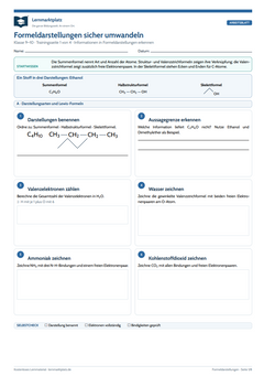 Formeldarstellungen sicher umwandeln – kostenloses Chemie-Arbeitsblatt mit Lösungen (PDF)