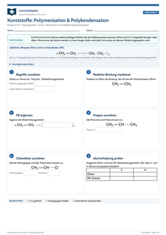 Kunststoffe: Polymerisation & Polykondensation – kostenloses Chemie-Arbeitsblatt mit Lösungen (PDF)