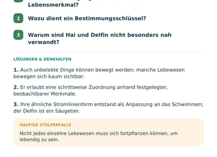 Biologie: Lebewesen ordnen und bestimmen – Selbstcheck mit Lösungen