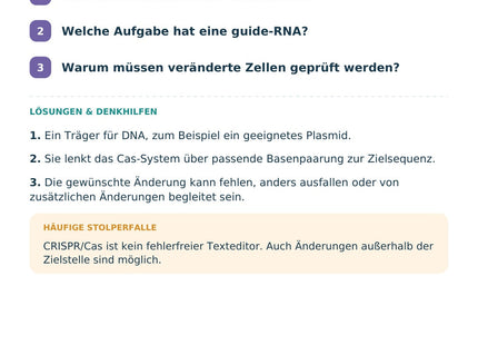 Biologie: Gentechnik und CRISPR/Cas – Selbstcheck mit Lösungen